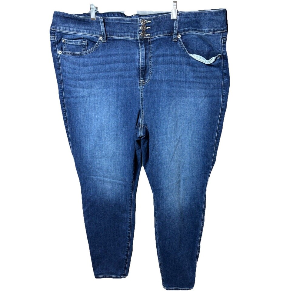 Torrid Jeggings Jeans 24R Blue Super Soft Feel The Fit Plus Ankle Button Fly Zip